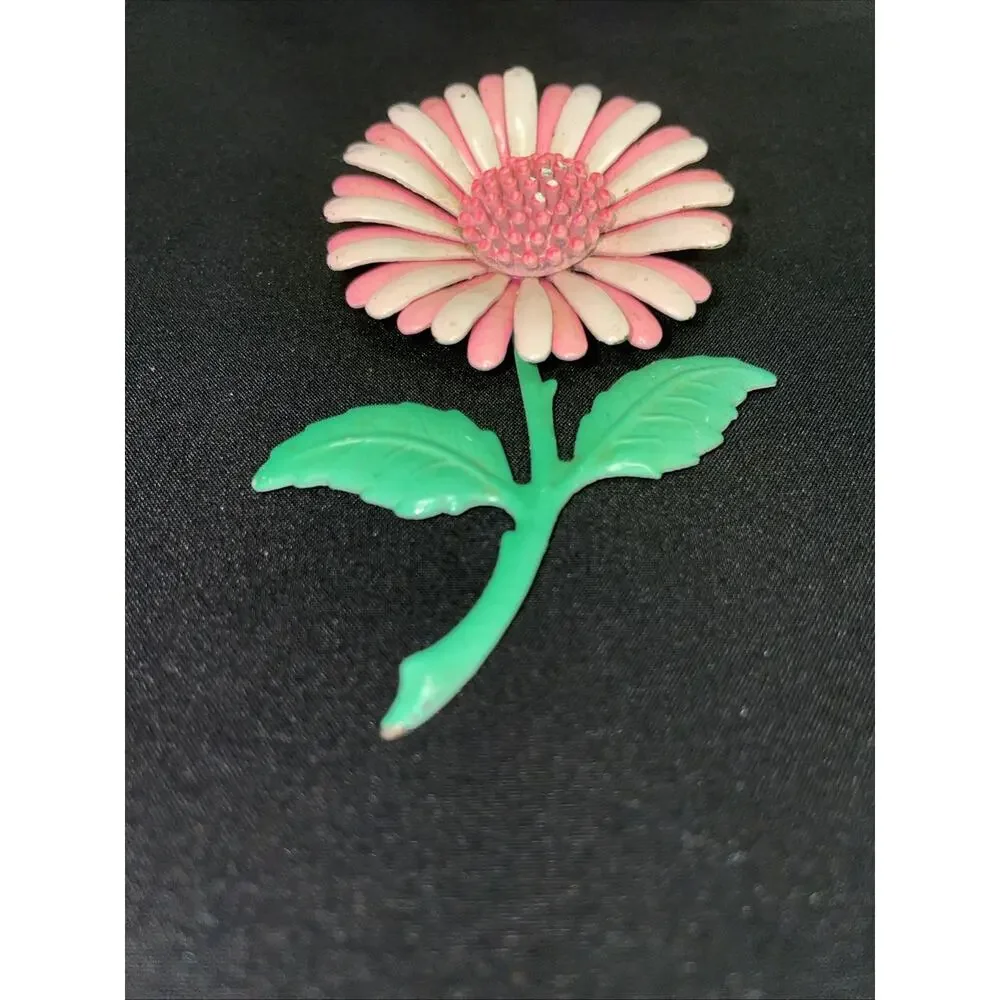 Vintage 2 Shades Of Pink Enamel Brooch